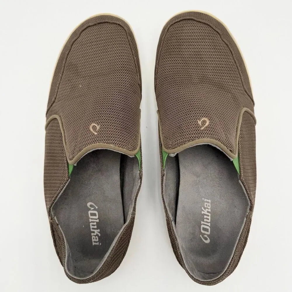 OluKai Nohea Mesh Slip On Casual Beach Friendly Shoes Tan Brown - Men’s US 10 /